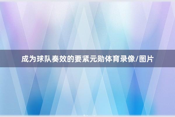 成为球队奏效的要紧元勋体育录像/图片